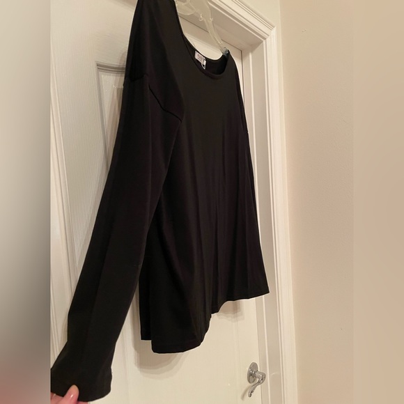 NWT Halife zipper back long sleeve scoop neck knit tee top size XLarge- black - Picture 3 of 9